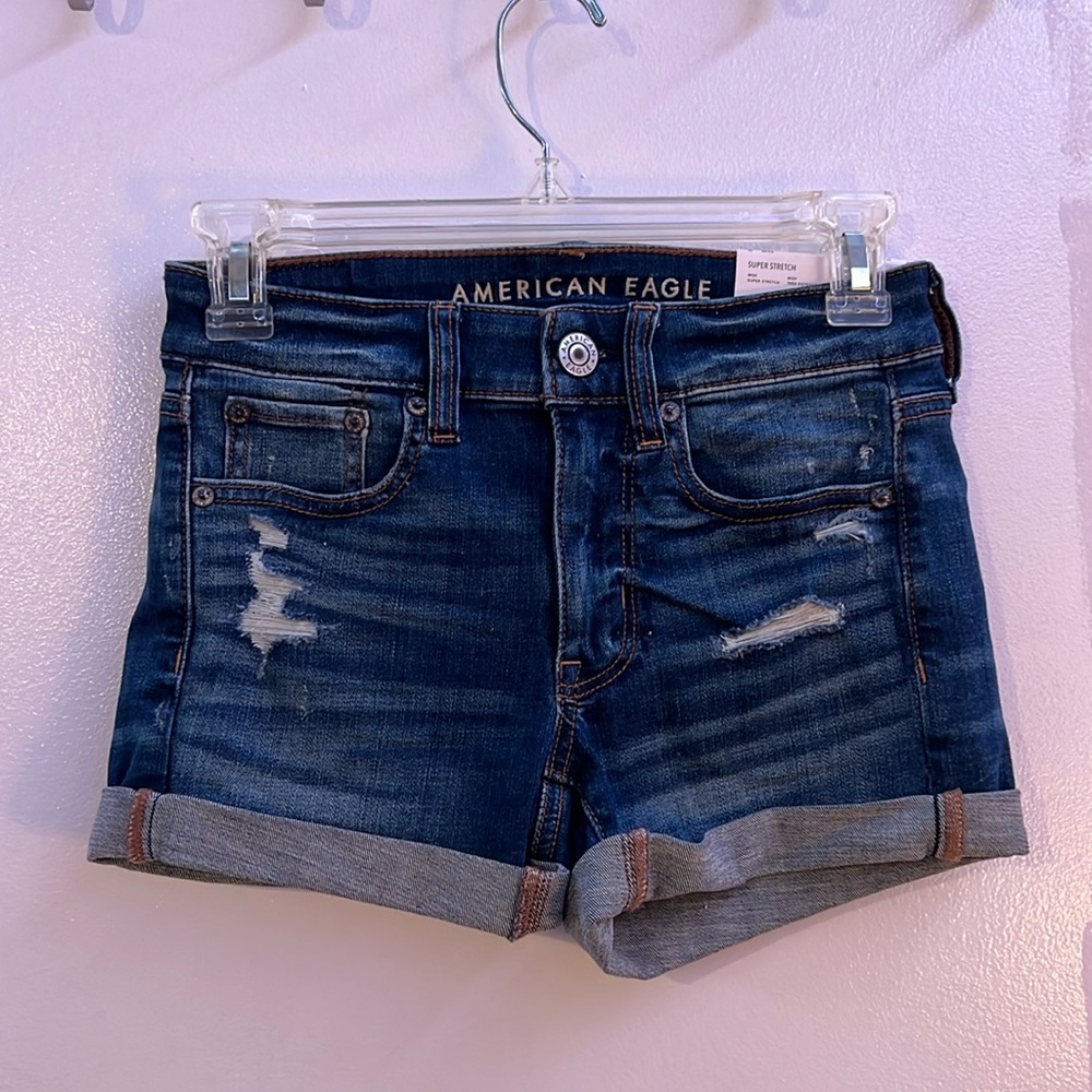 Never worn American Eagle midi jean shorts size 0
